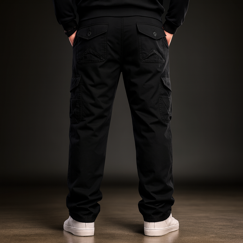 Men’s Fleece-Lined Cargo Pants – Warm Cotton Winter Trousers with Multiple Pockets for Hiking & Outdoor Work