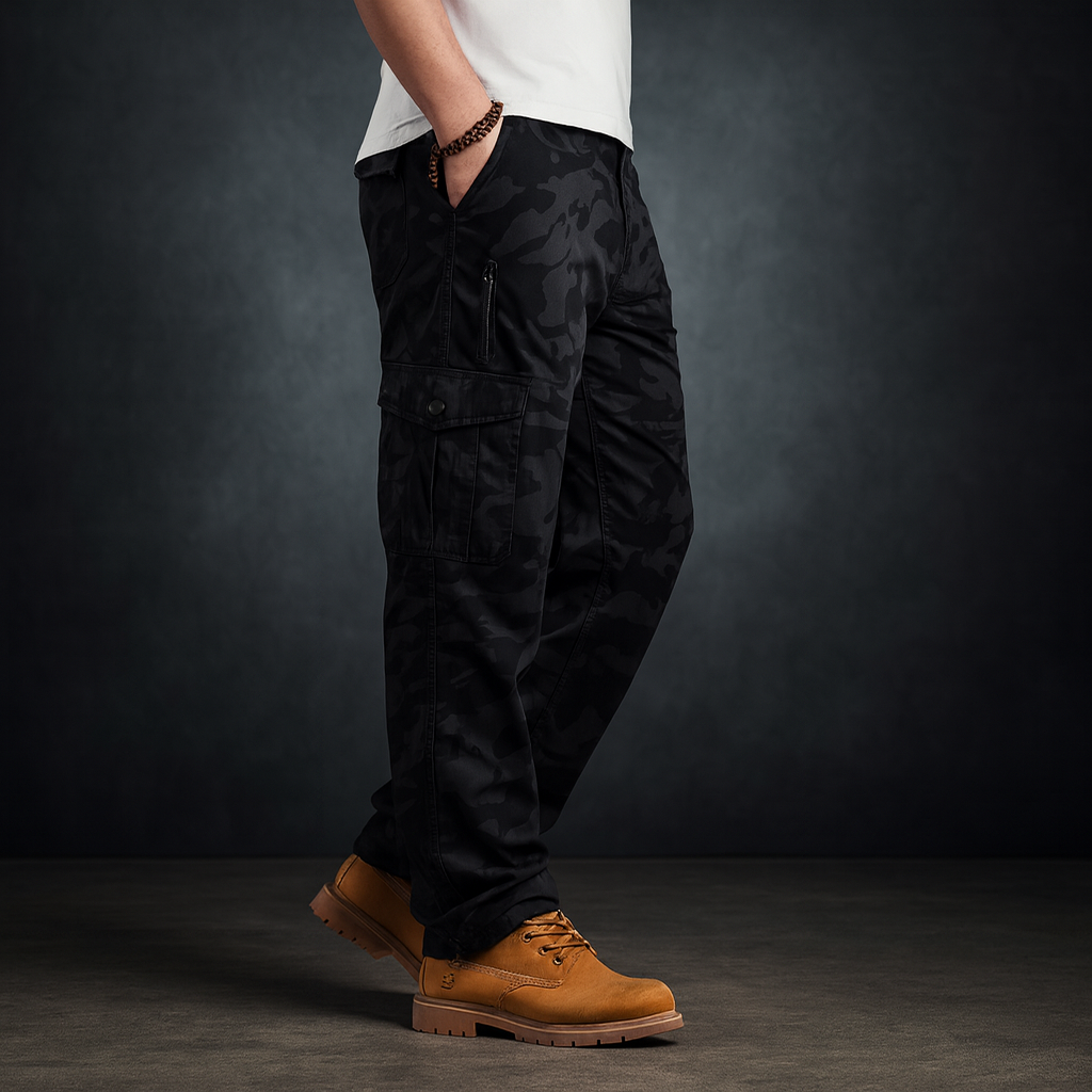 Men’s Fleece-Lined Cargo Pants – Warm Cotton Winter Trousers with Multiple Pockets for Hiking & Outdoor Work